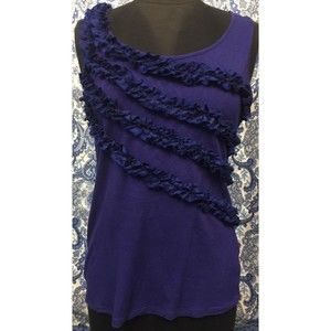 STATUS by CHENAULT M Medium Purple\Blue Tank Top Ruffle Camisole